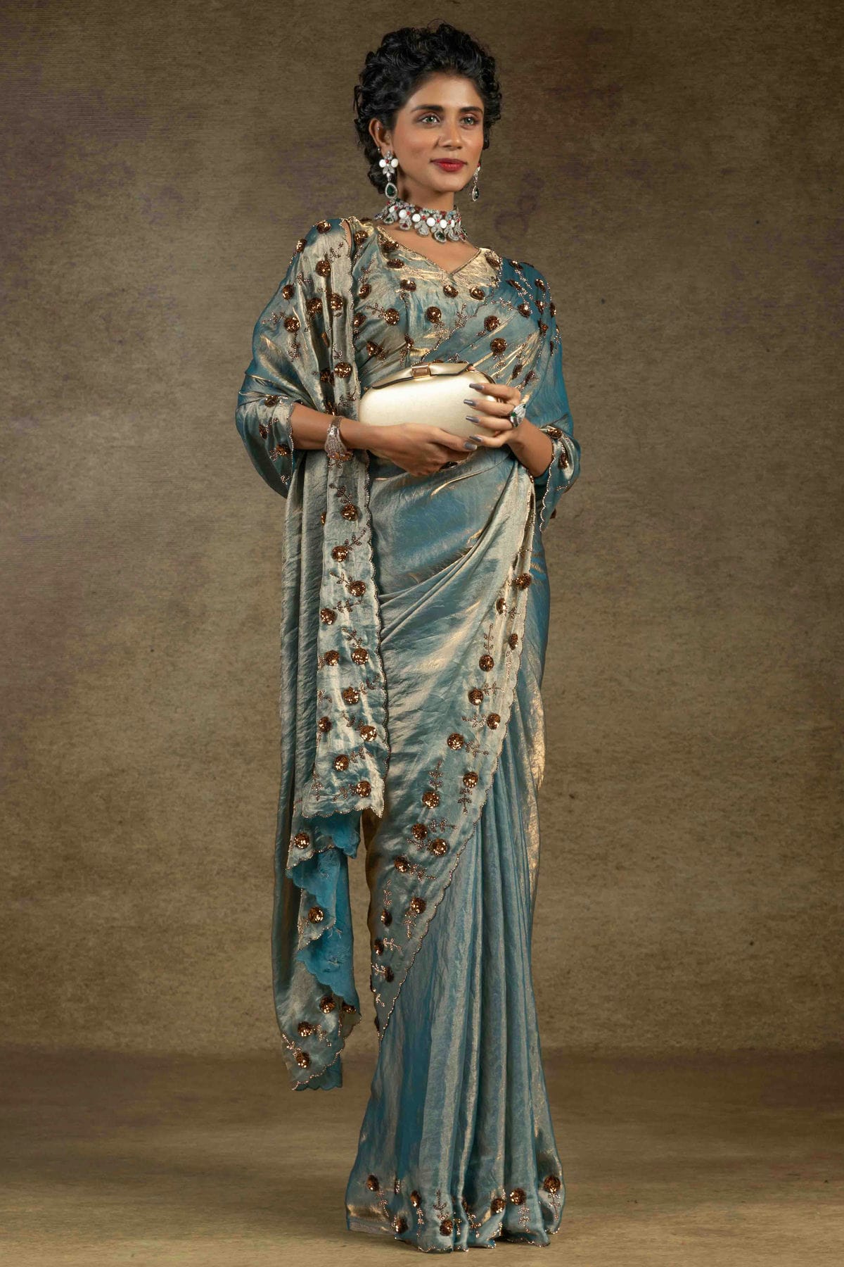Teal Colour Satin Silk Designer Saree VSSD1121994