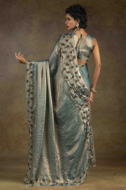 Teal Colour Satin Silk Designer Saree VSSD1121994