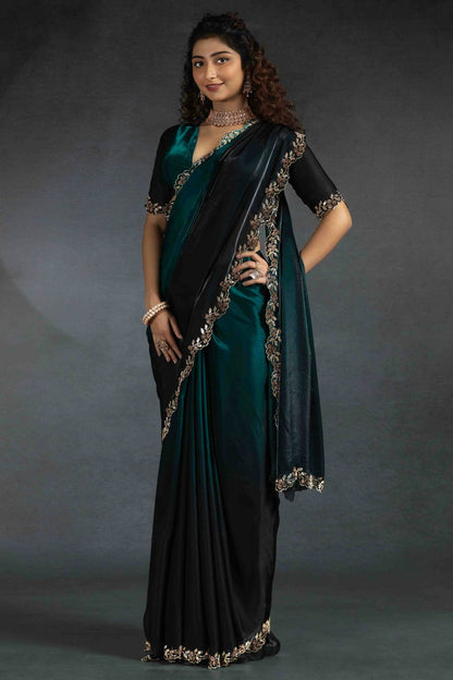 Teal Colour Satin Silk Designer Saree VSSD1122000