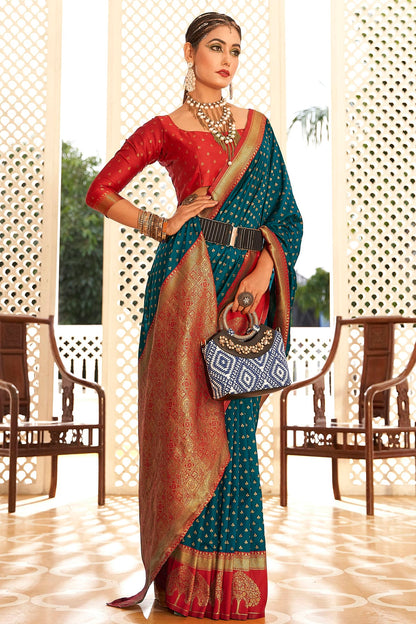 Teal Colour Soft Banarasi Silk Woven Work Saree VSSD1290091
