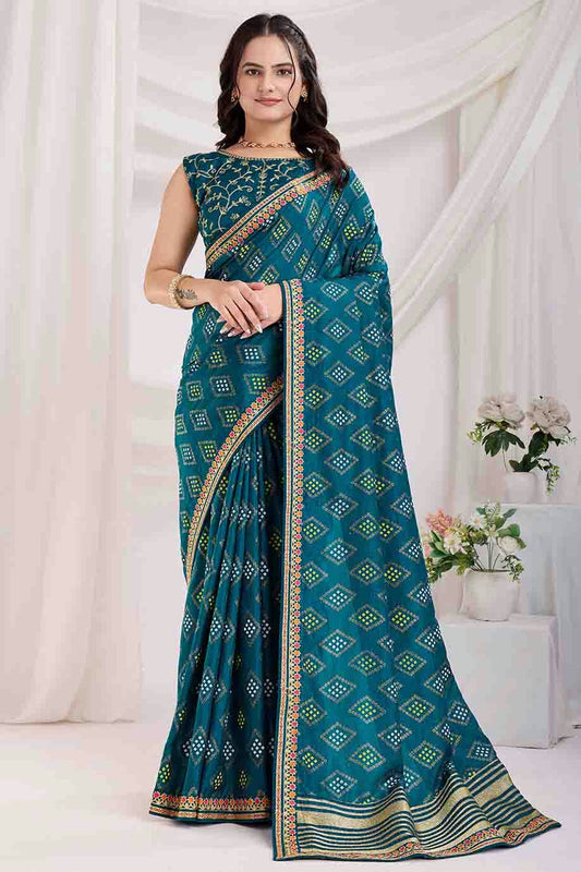 Teal Colour Vichitra Silk Designer Saree VSSD1112869