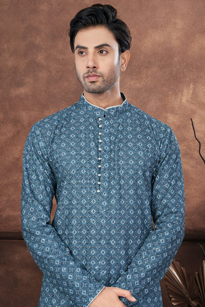 Teal Colour Soft Rayon Kurta Pajama VSKP1040677