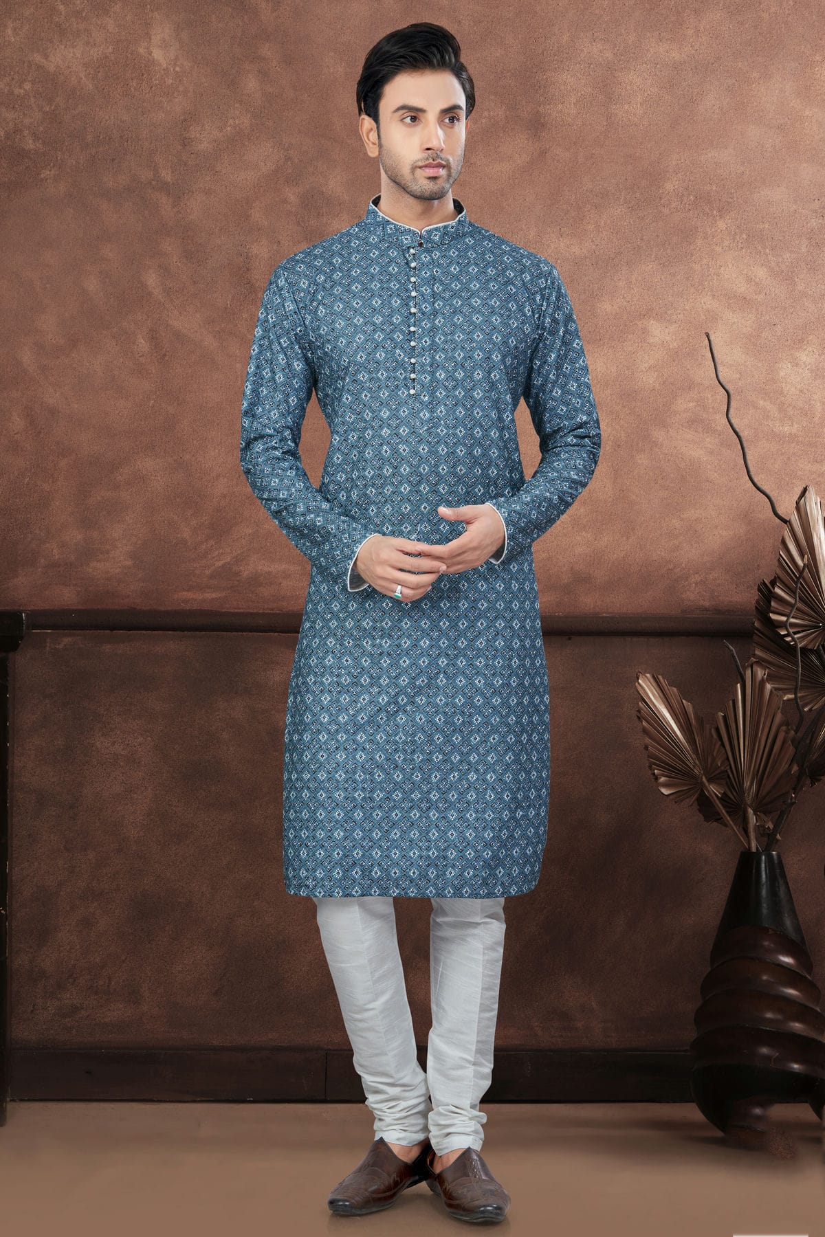Teal Soft Rayon Kurta Pajama