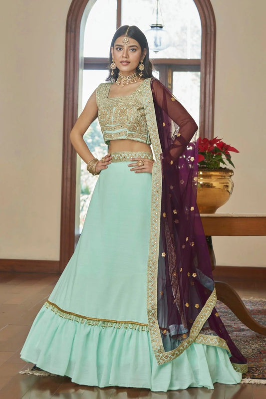 Titan Silk Designer Lehenga CholiIn Aqua Blue  NCLC12710142