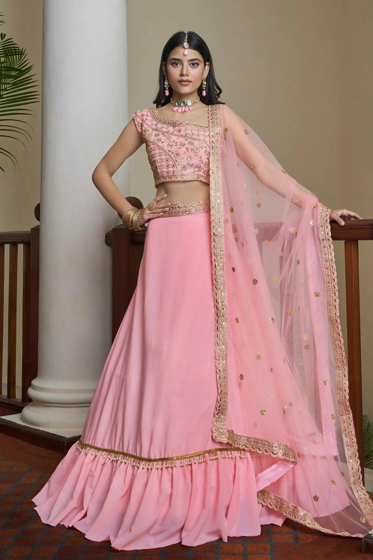 Titan Silk Designer Lehenga CholiIn Baby Pink  NCLC12710143