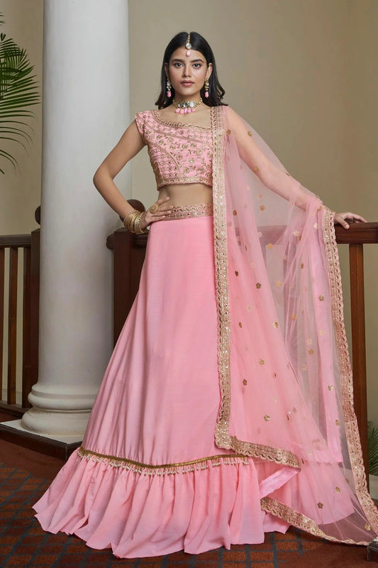 Titan Silk Designer Lehenga CholiIn Baby Pink  NCLC12710143