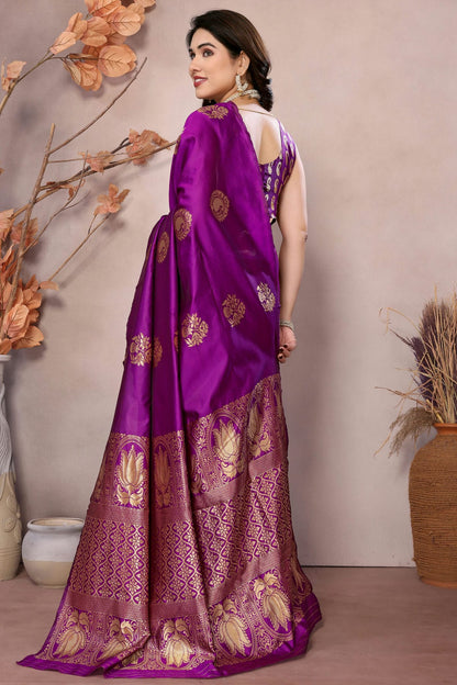 Violet Colour Banarasi Silk Saree VSSD1180171