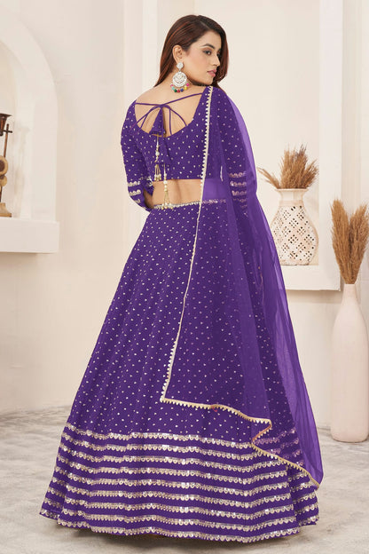 Violet Colour Georgette Lehenga Choli VSLC1010271