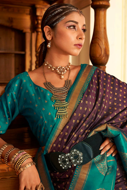 Violet Colour Soft Banarasi Silk Woven Work Saree VSSD1290094