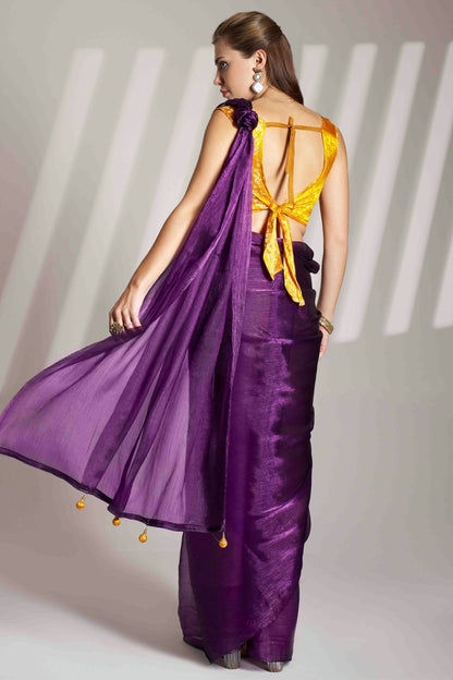 Voilet Colour Organza Designer Saree VSSD1113025