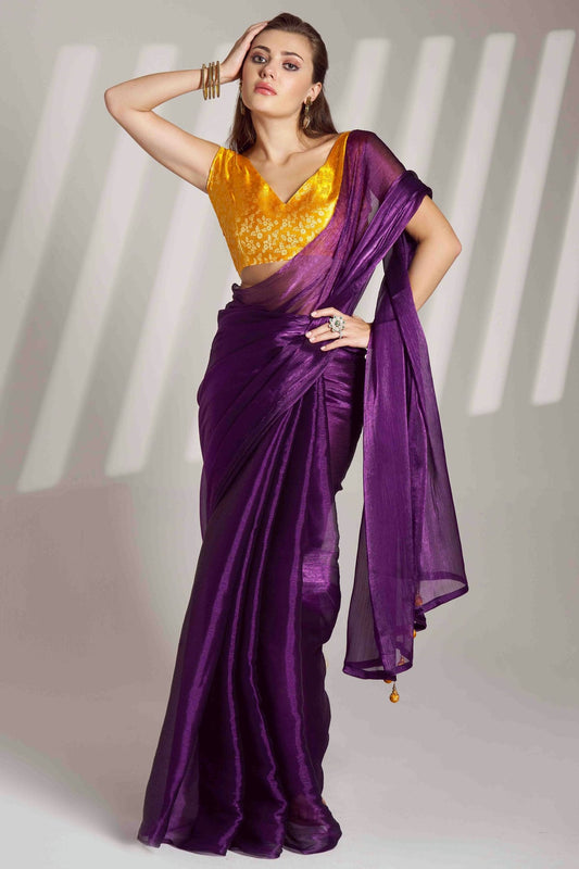 Voilet Colour Organza Designer Saree VSSD1113025