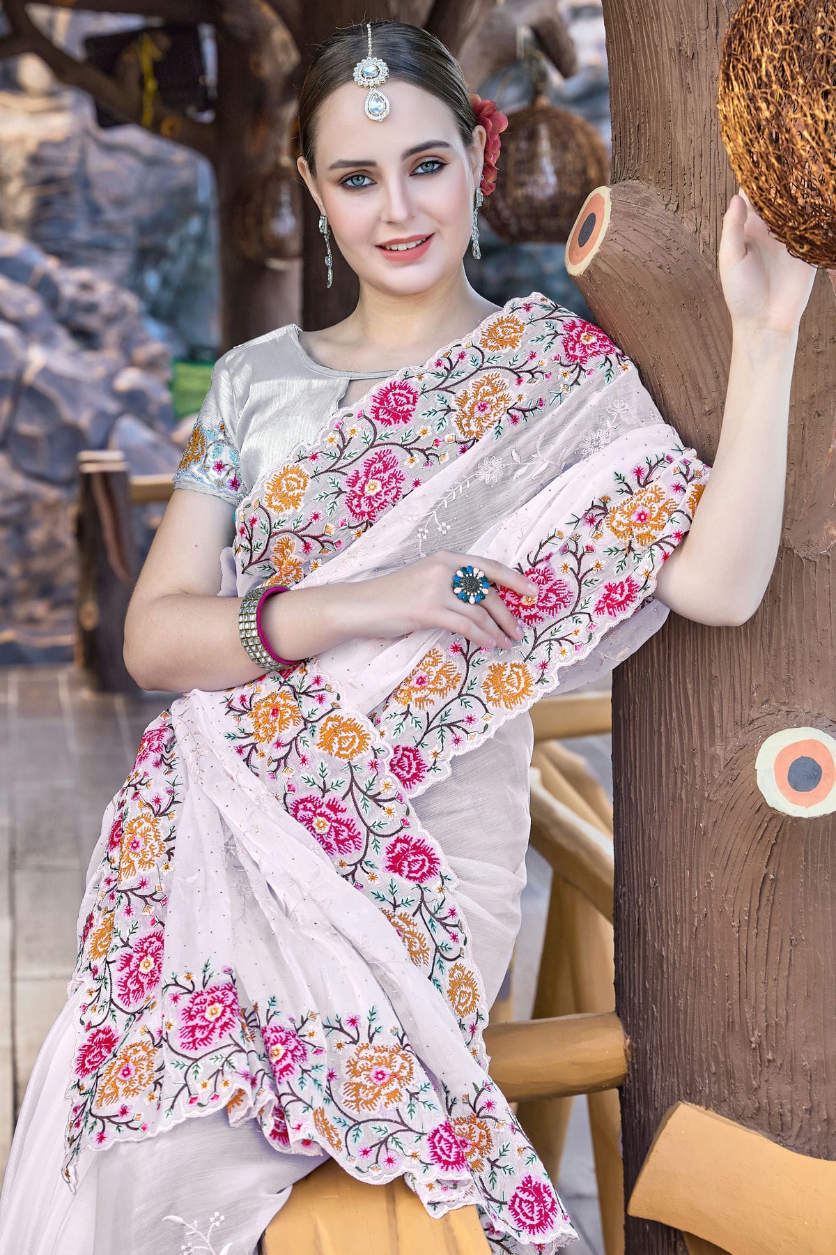 White Colour Burberry Silk Designer Saree VSSD1121850