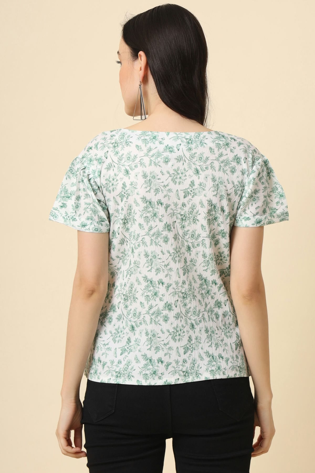 White Colour Crepe Readymade Top VSTP1110837