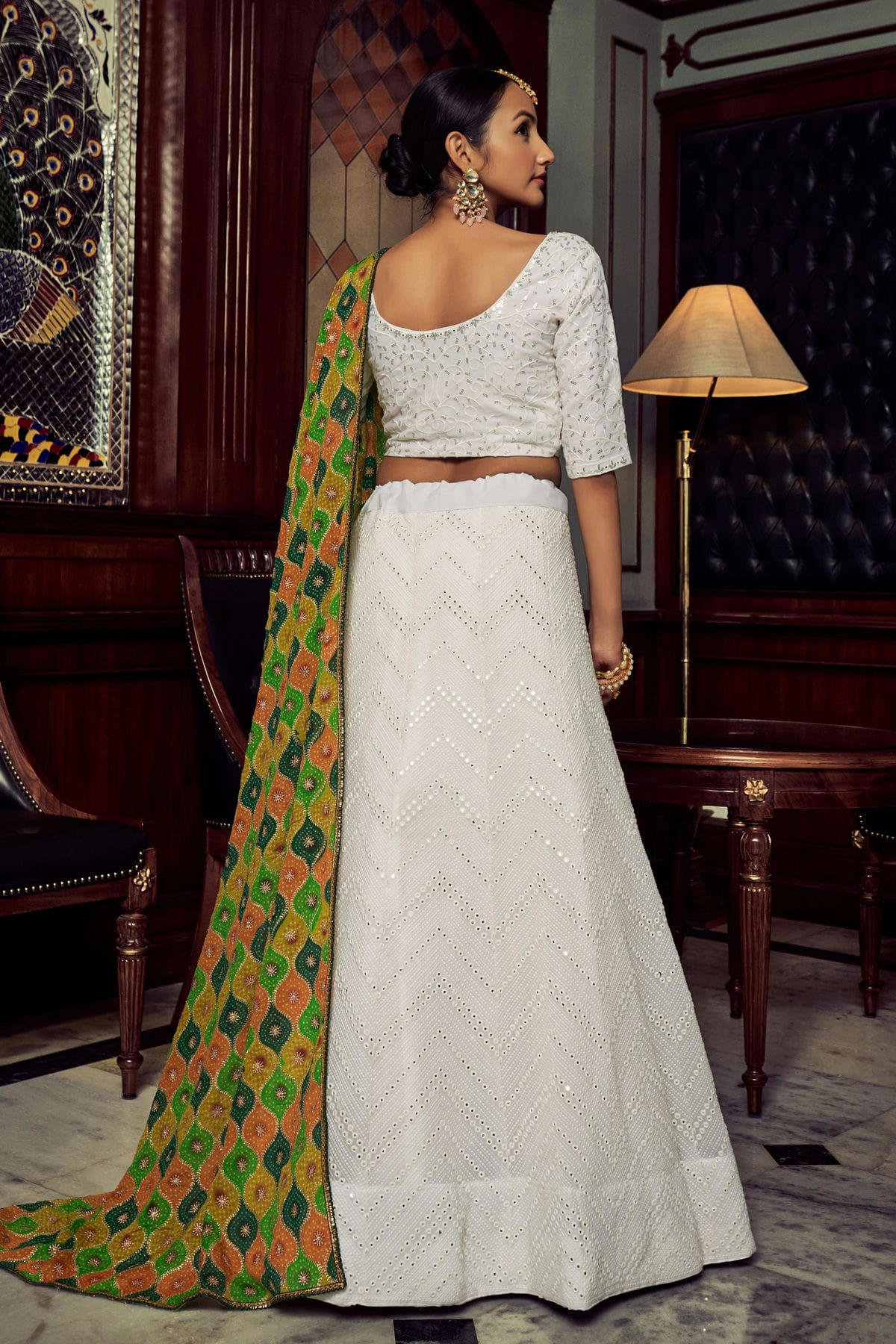 White Colour Embroidery Georgette Lehenga Choli VSLD1080773