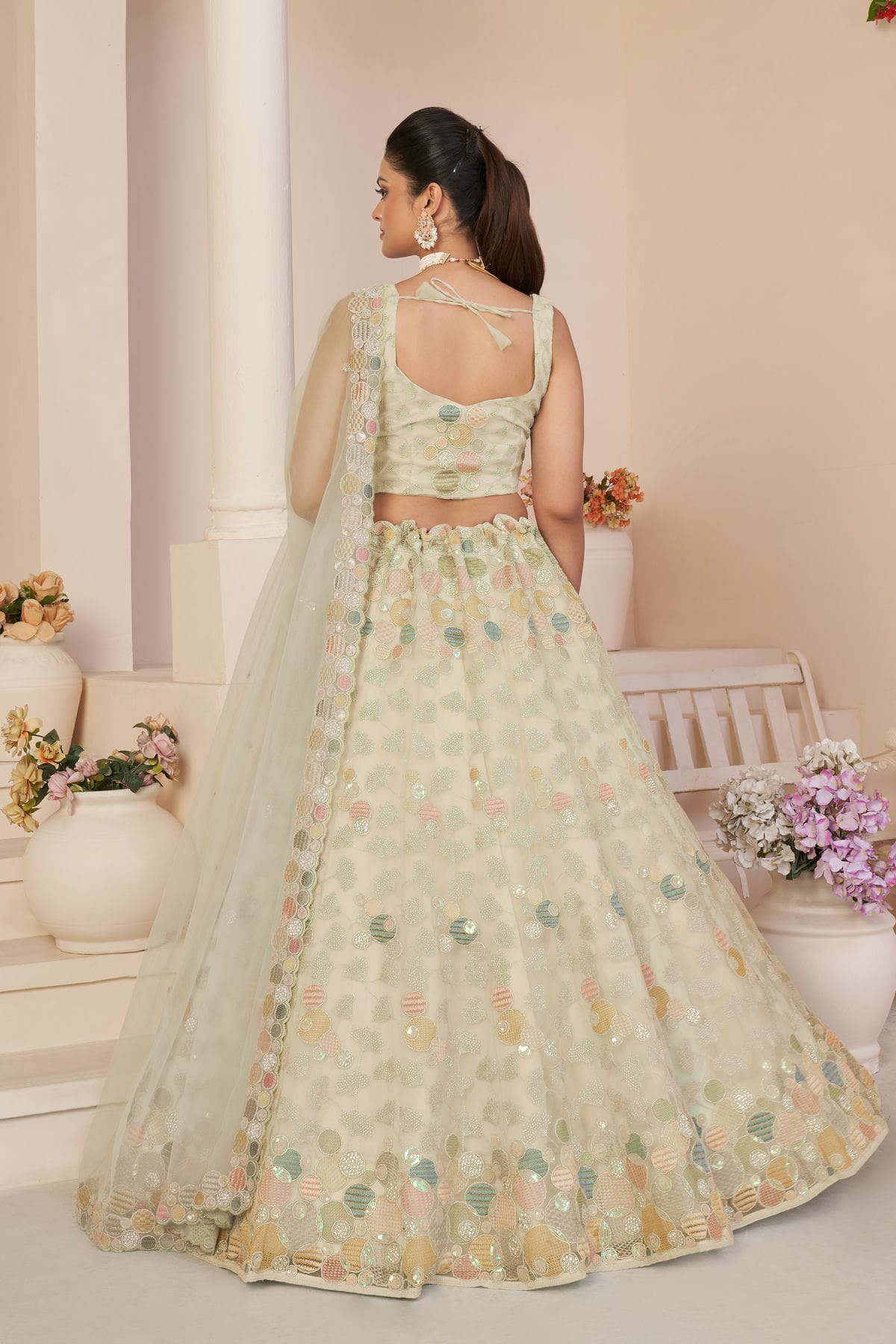 White Colour Embroidery Net Lehenga Choli VSLD1080852