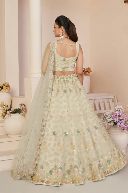 White Colour Embroidery Net Lehenga Choli VSLD1080852
