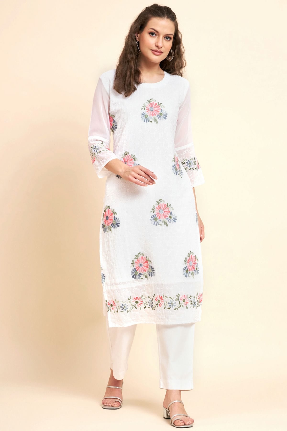 White Colour Georgette Kurti
