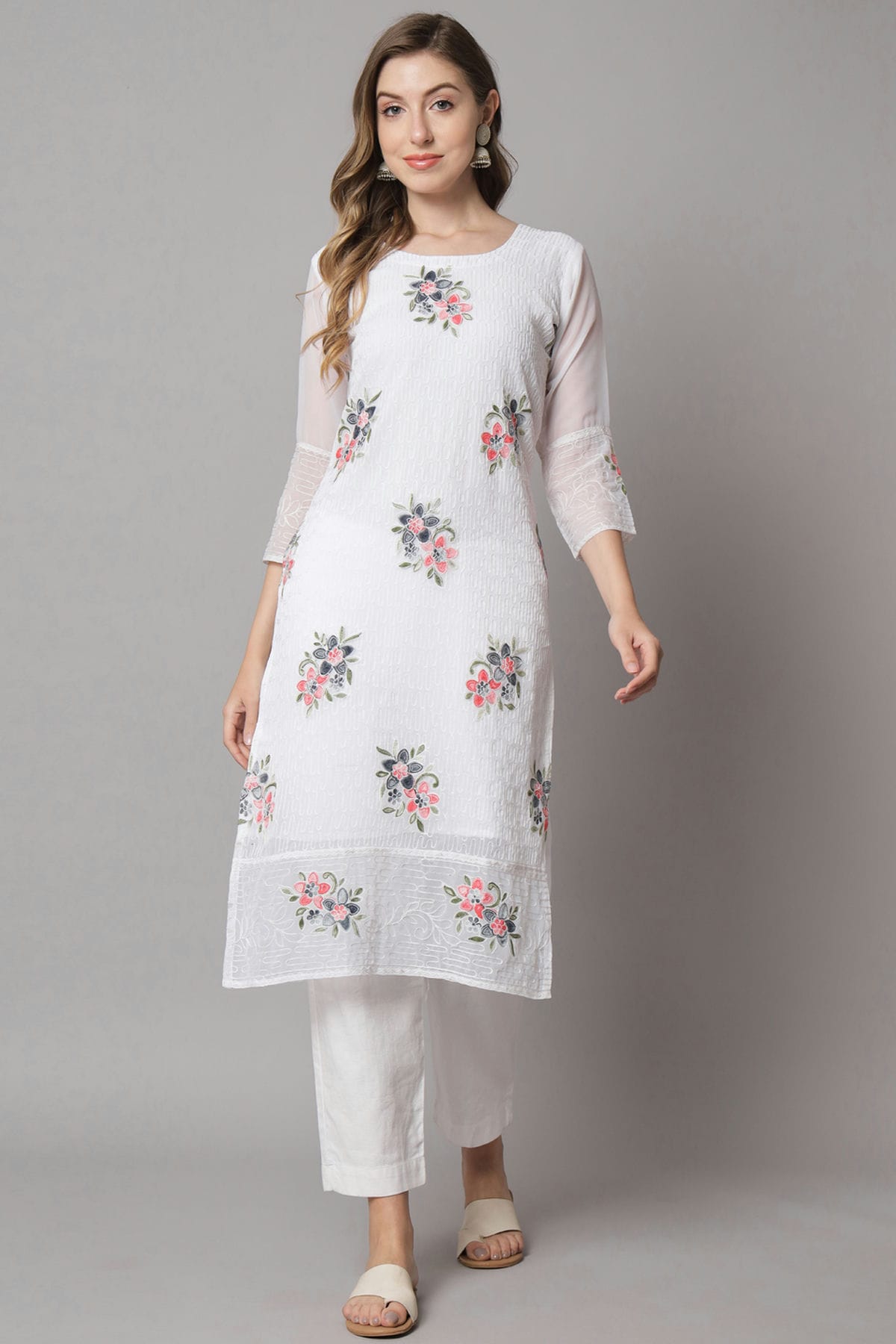White Colour Georgette Kurti