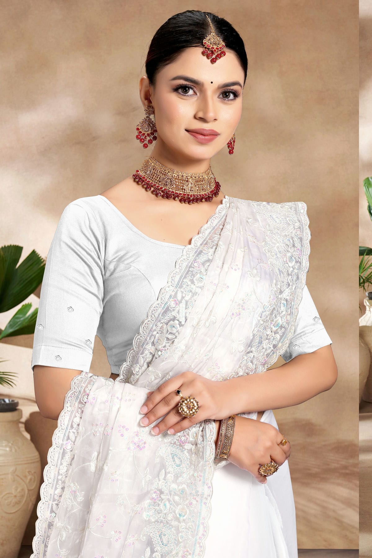 White Colour Jimmy Choo Silk Designer Saree