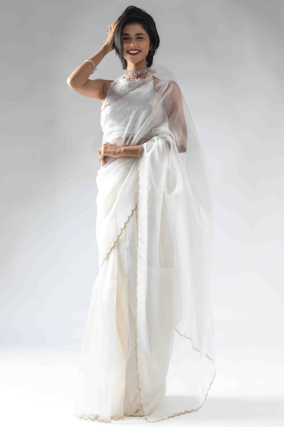 White Colour Tissue Silk Ready To Wear Saree VSSD1122050