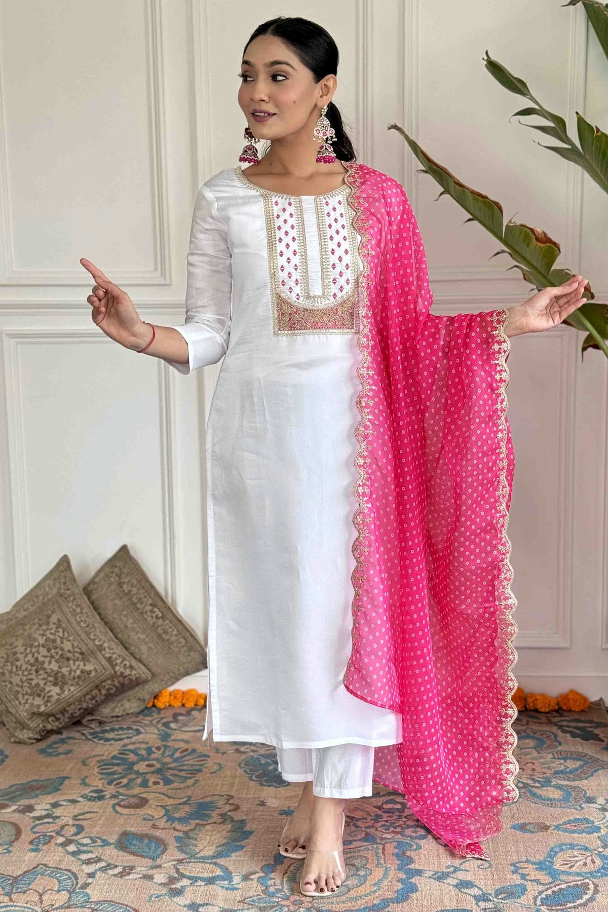 White Colour Viscose Rayon Stitched Pant Style Suit VSSS1113784