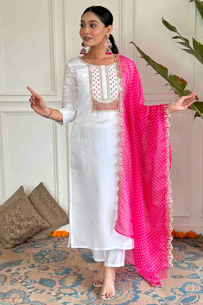 White Colour Viscose Rayon Stitched Pant Style Suit VSSS1113784