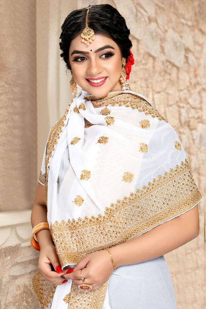 White Colour Georgette Saree VSSD1090789