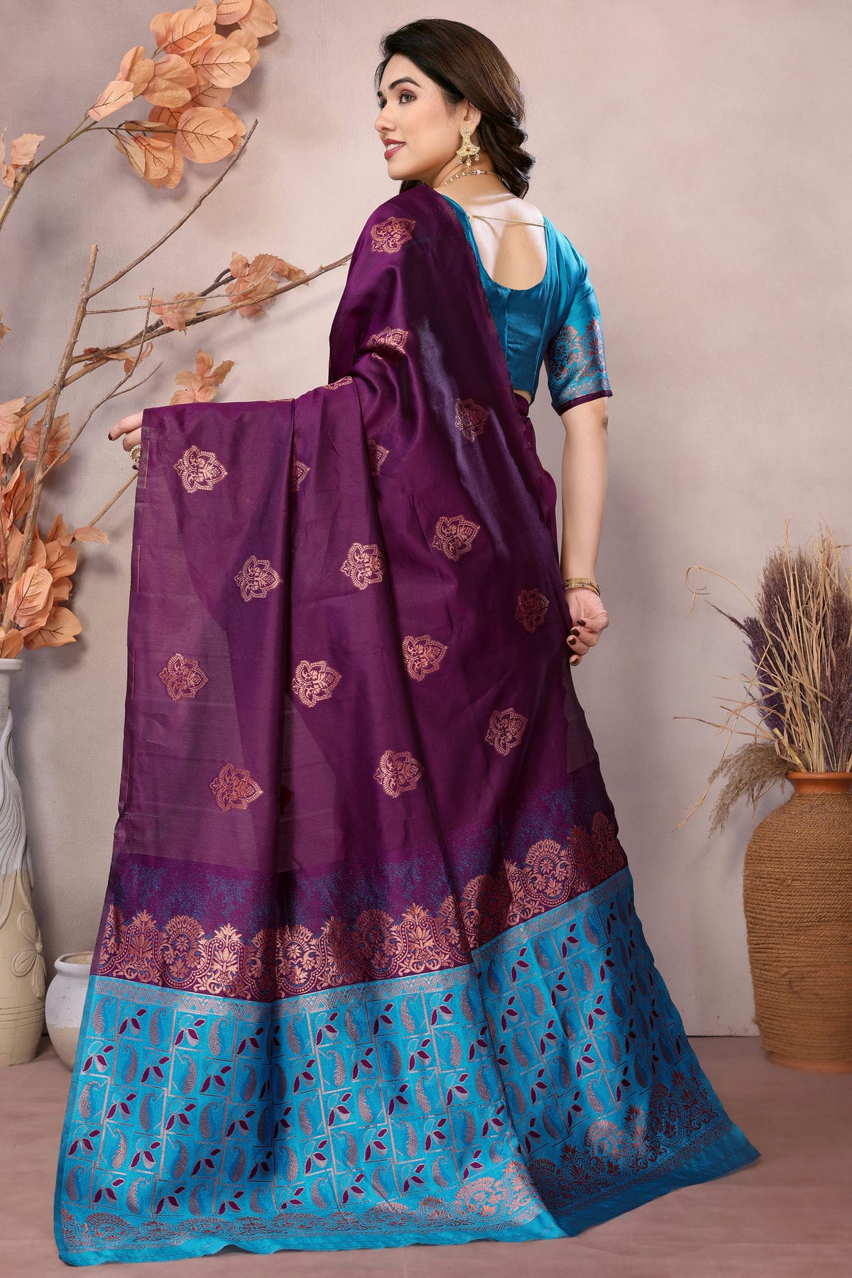 Wine Colour Banarasi Silk Saree VSSD1180168
