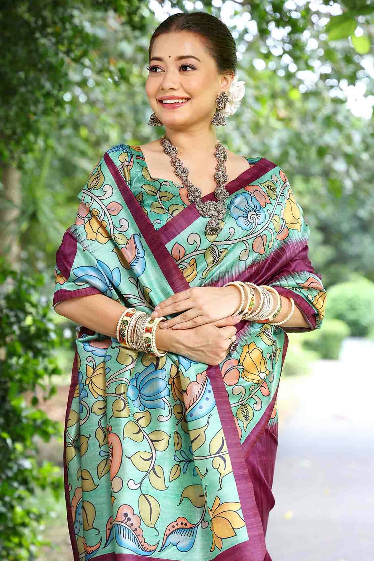 Wine Colour Cotton Silk Traditional Saree