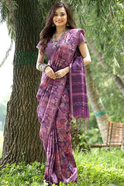 Wine Colour Cotton Silk Traditional Saree VSSD1260092