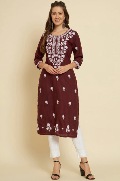 Wine Colour Cotton Slub Kurti