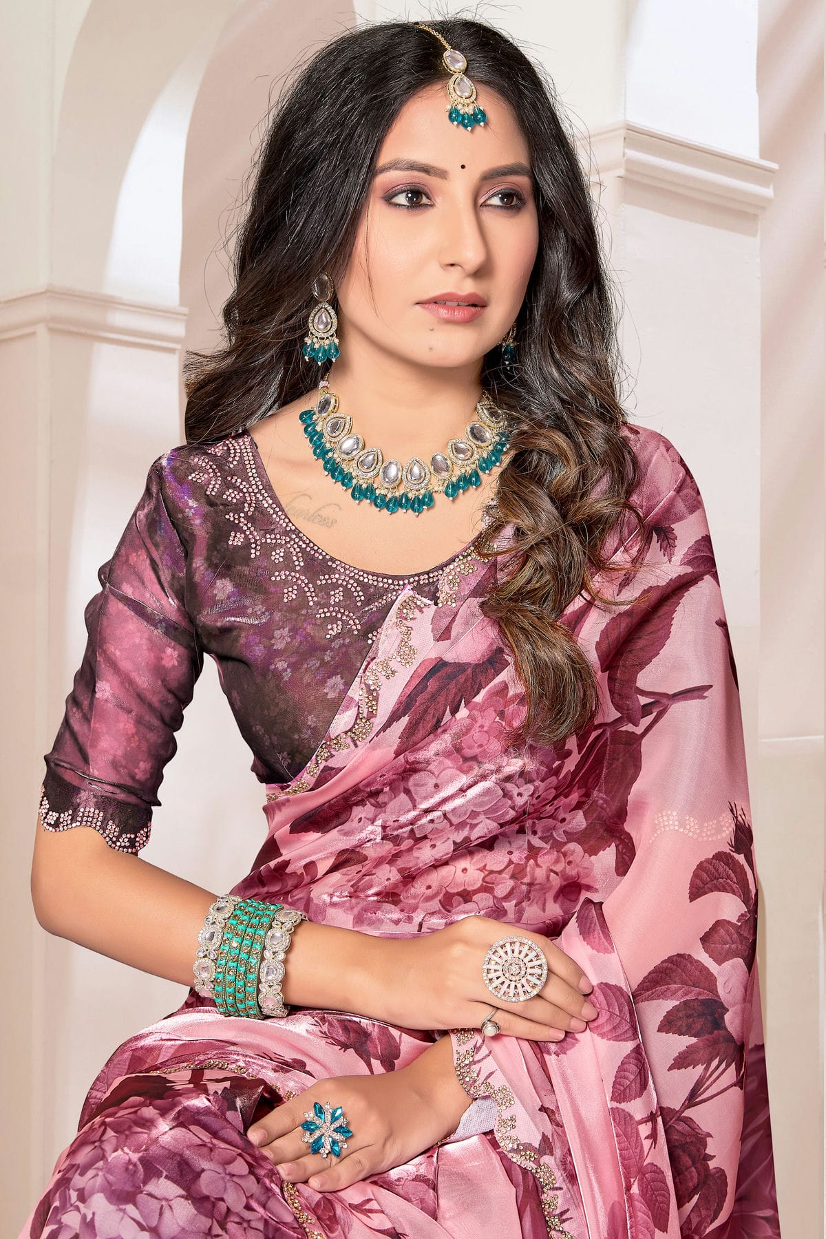 Wine Colour Organza Silk Designer Saree VSSD1121861