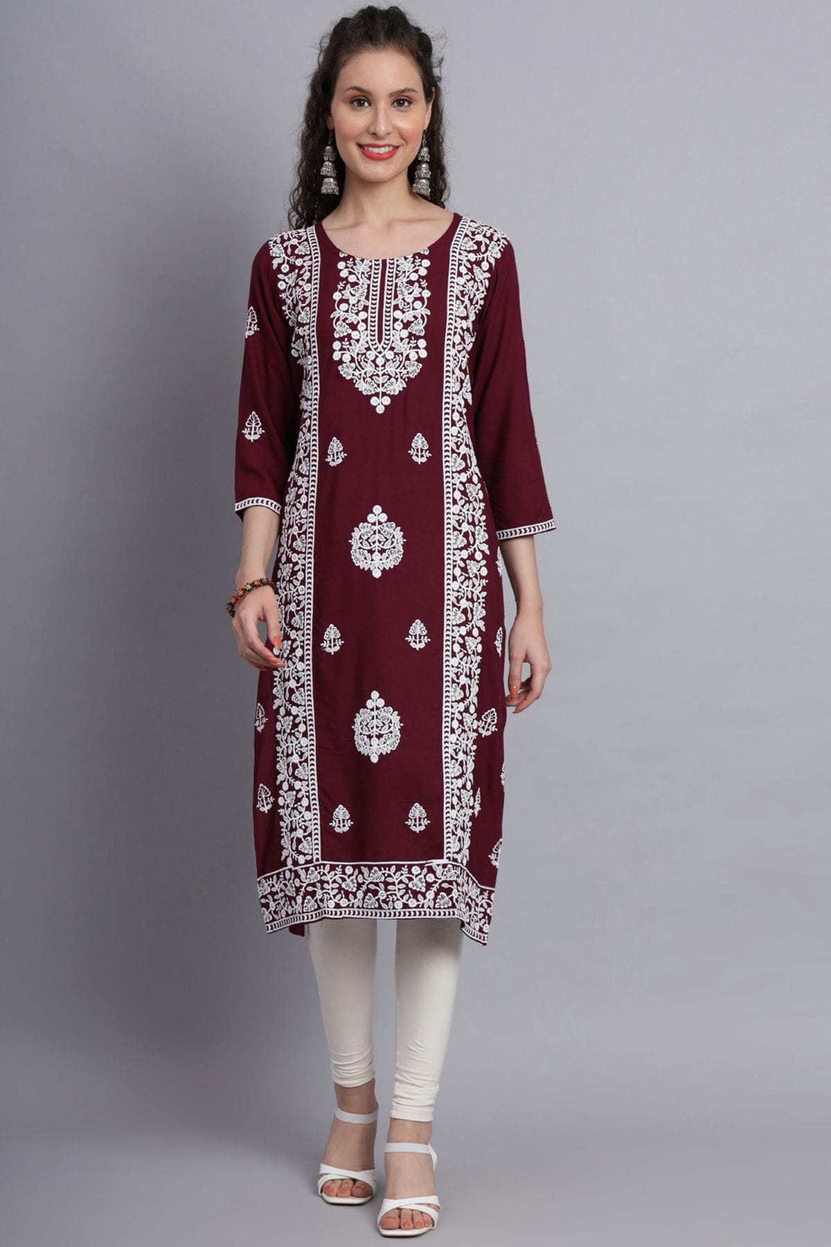 Wine Colour Rayon Kurti