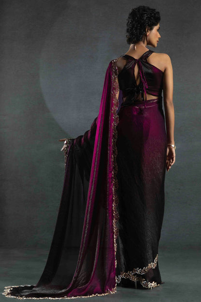Wine Colour Satin Silk Designer Saree VSSD1121999