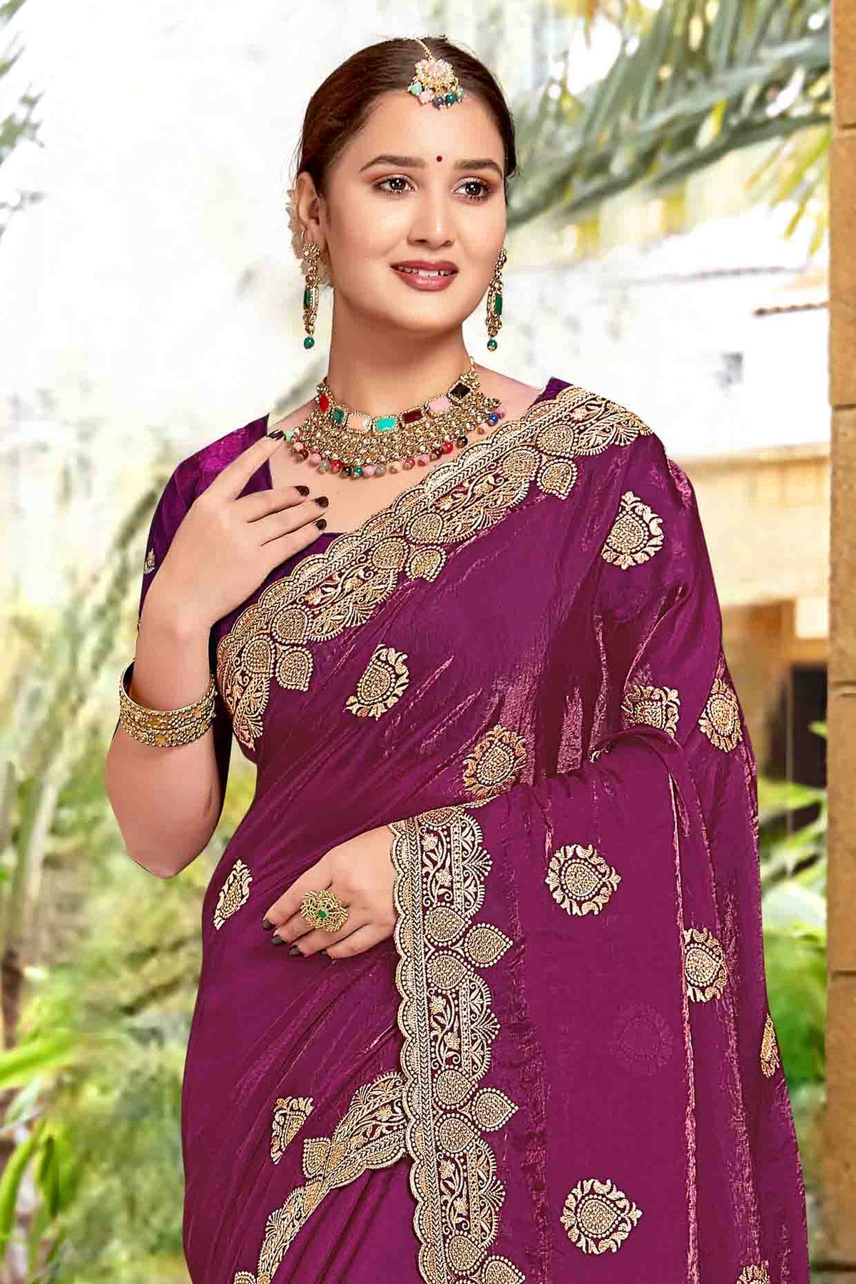 Wine Colour Silk Designer Saree VSSD1121973