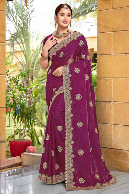Wine Colour Silk Designer Saree VSSD1121973