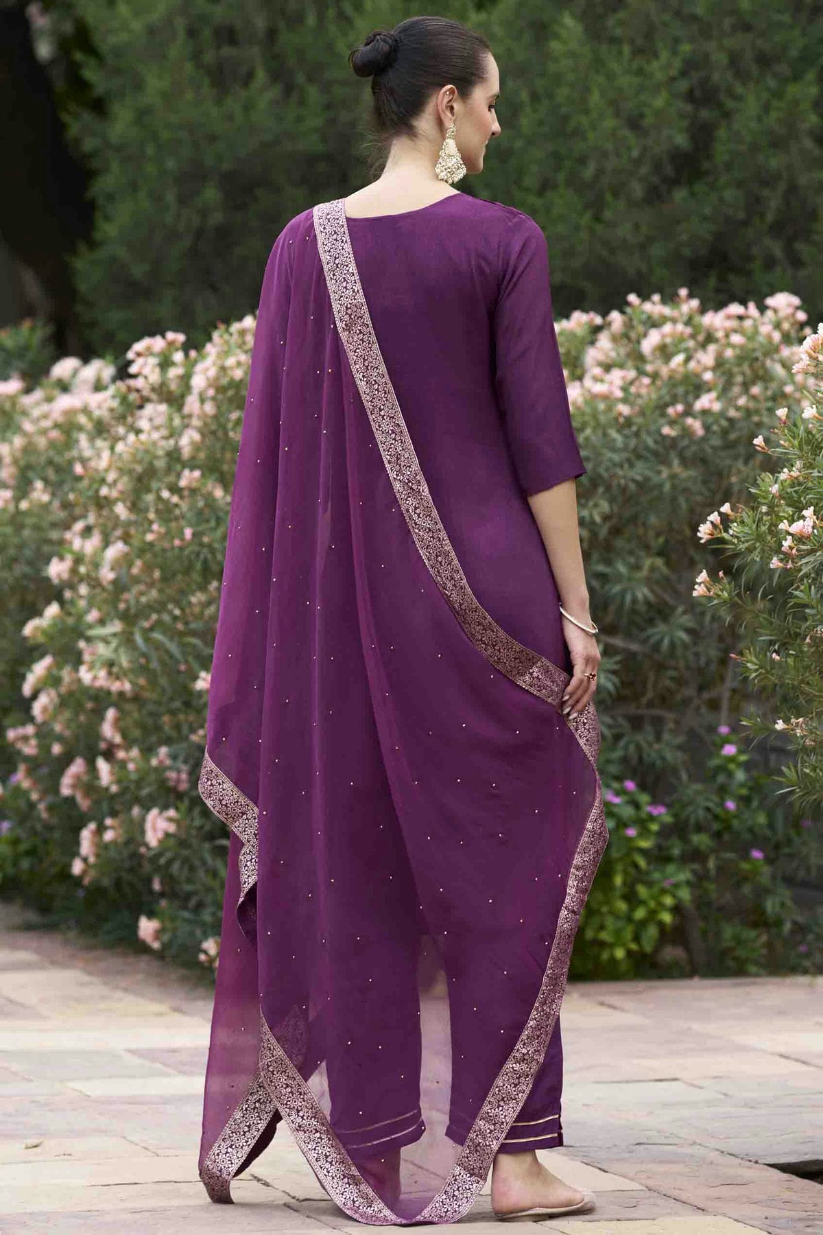 Wine Colour Viscose Rayon Woven Pant Style Suit VSSS1113627