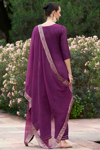 Wine Colour Viscose Rayon Woven Pant Style Suit VSSS1113627