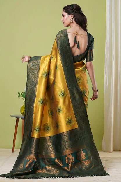 Yellow Colour Banarasi Silk Traditional Saree