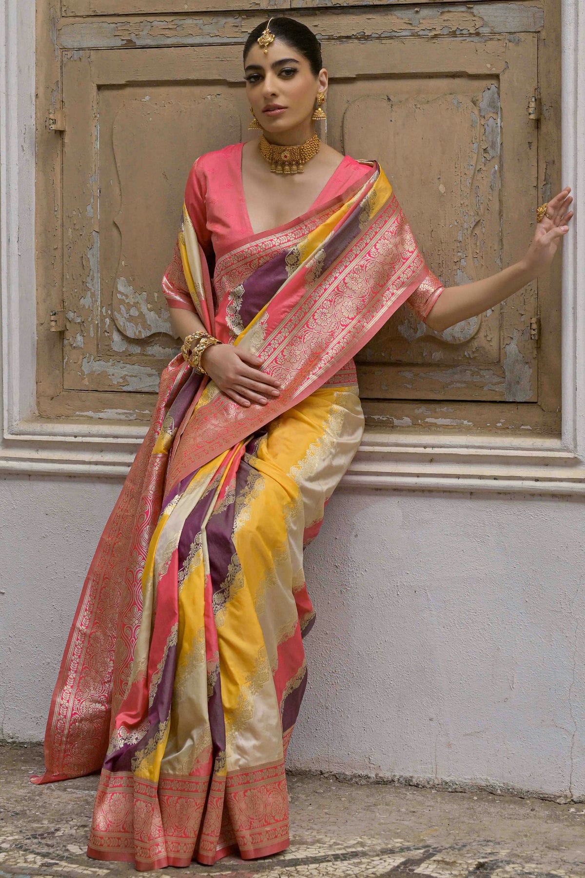 Yellow Colour Banarasi Silk Traditional Saree