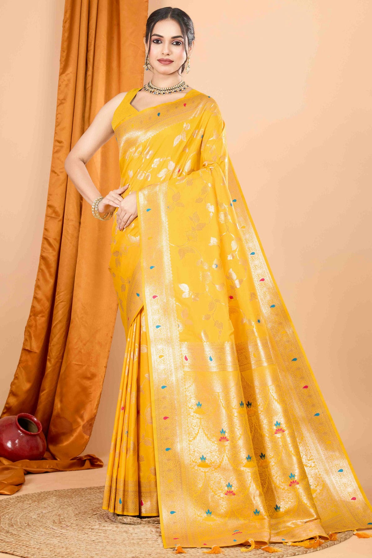 Yellow Colour Banarasi Silk Woven Work Traditional Saree VSSD1113538