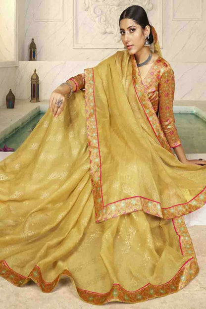 Yellow Colour Chiffon Digital Foil Printed Designer Saree VSSD1113610