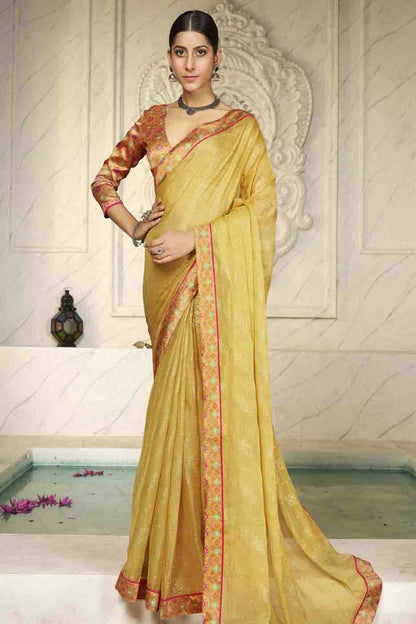 Yellow Colour Chiffon Digital Foil Printed Designer Saree VSSD1113610
