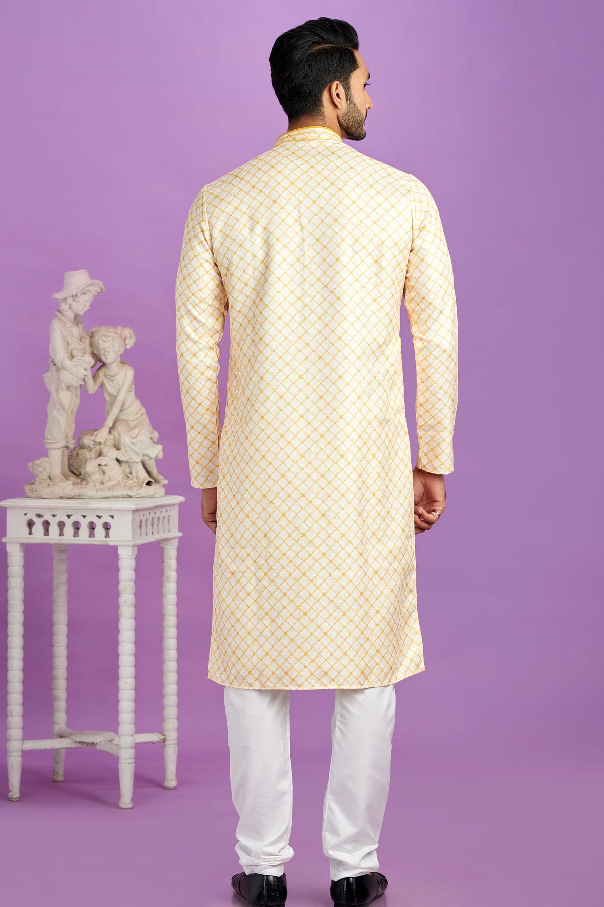 Yellow Colour Cotton Pintex Work Kurta Pajama VSKP1230184