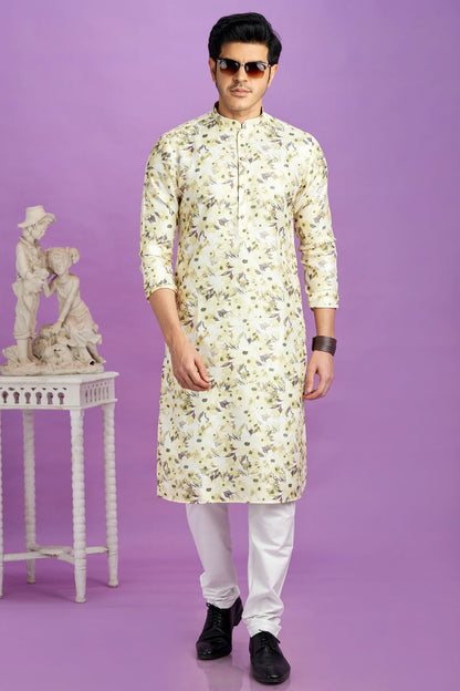 Yellow Colour Cotton Pintex Work Kurta Pajama VSKP1230196