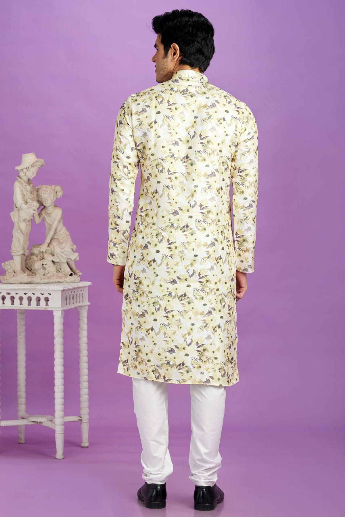 Yellow Colour Cotton Pintex Work Kurta Pajama VSKP1230196