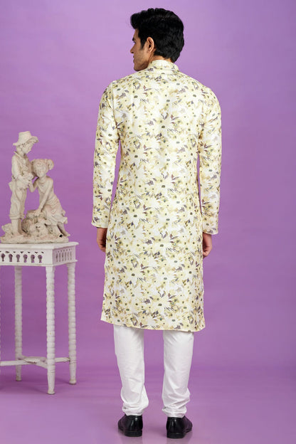 Yellow Colour Cotton Pintex Work Kurta Pajama VSKP1230196