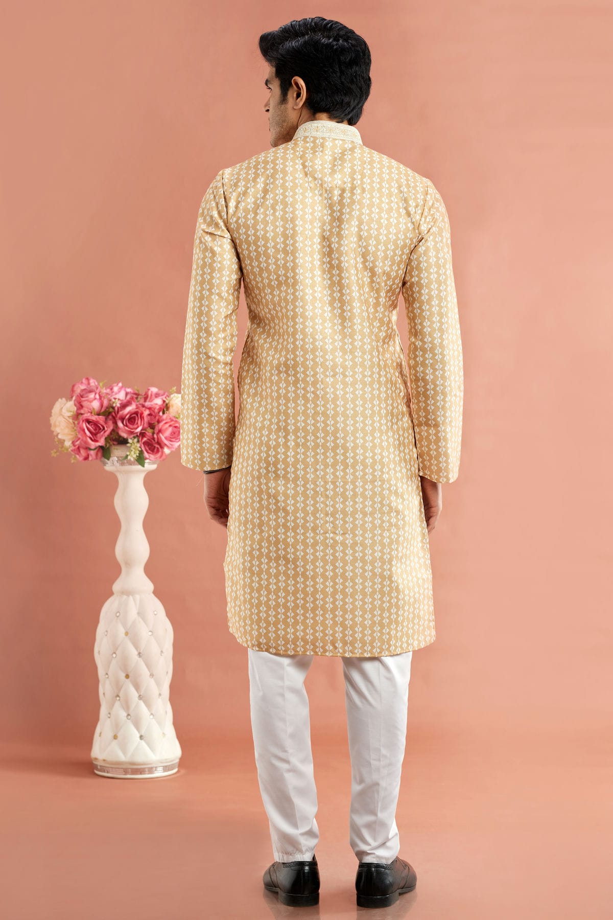 Yellow Colour Cotton Thread Work Kurta Pajama VSKP1230170