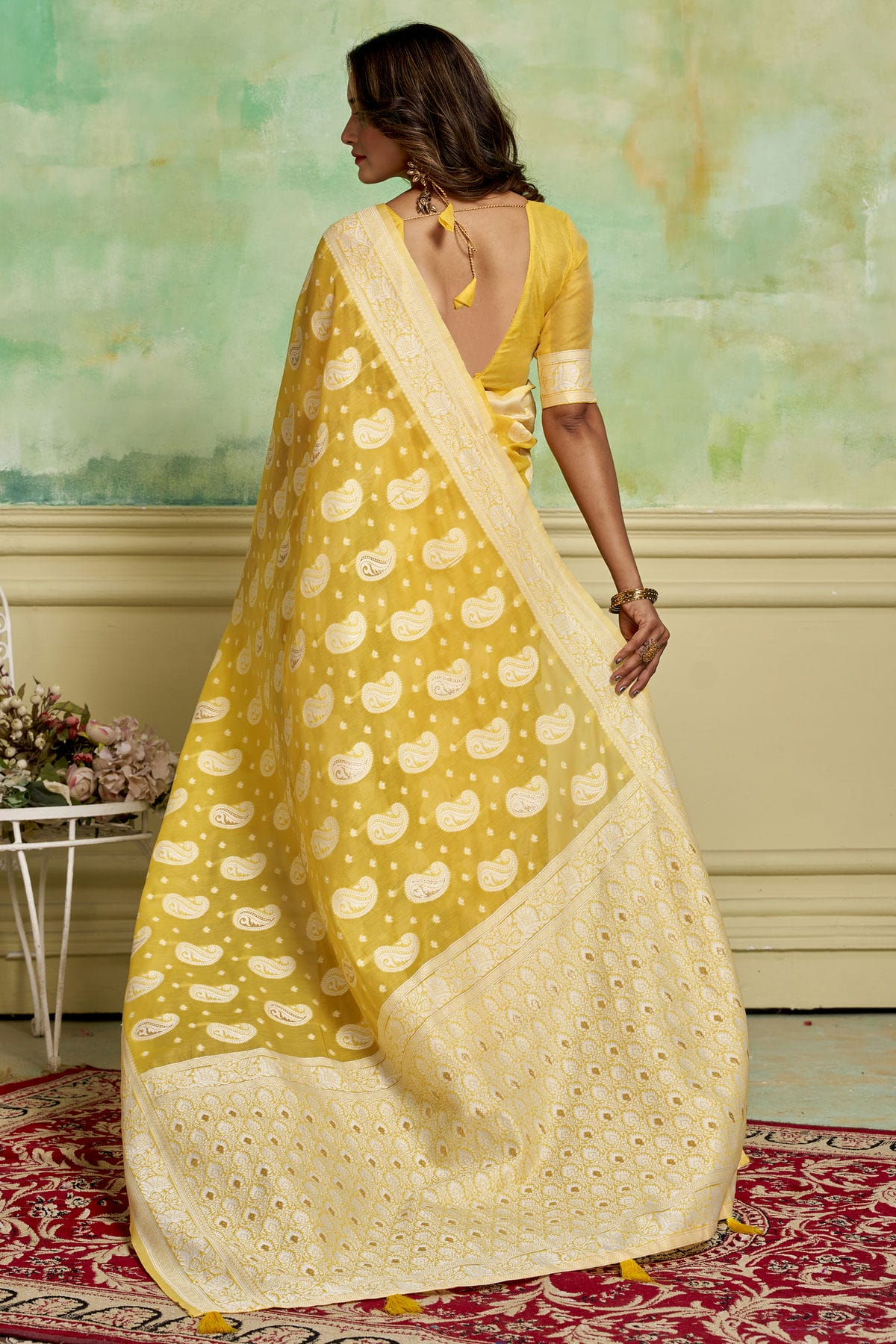 Yellow Colour Cotton Traditional Saree VSSD1111900