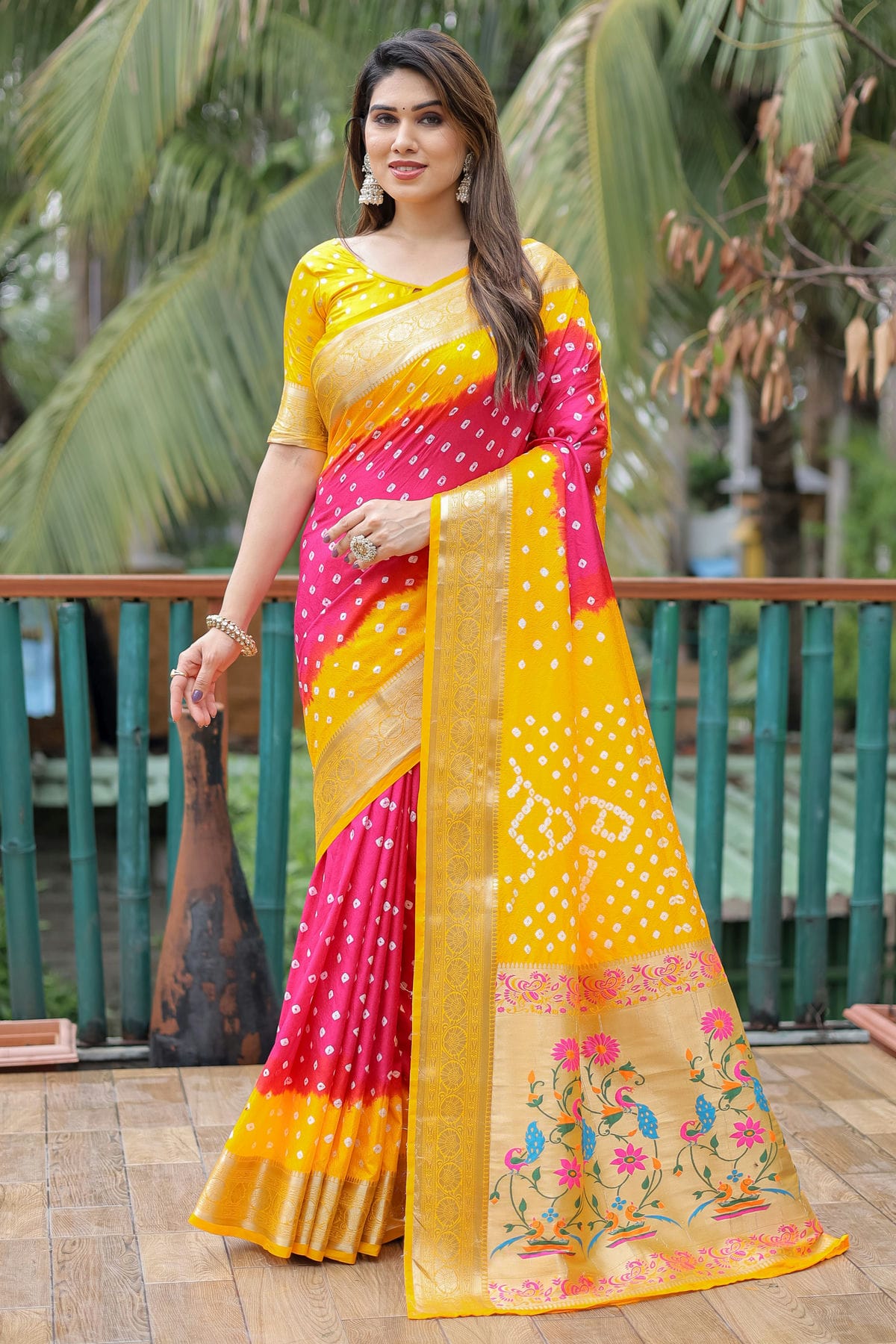 Yellow Colour Dola Silk Paithani Saree